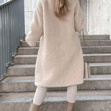 Płaszcz damski z futerkiem teddy – ciepły pluszowy płaszcz na zimę