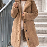 Płaszcz damski z futerkiem teddy – ciepły pluszowy płaszcz na zimę