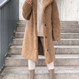 Płaszcz damski z futerkiem teddy – ciepły pluszowy płaszcz na zimę