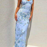 Sukienka maxi na ramiączkach w kwiatowy wzór