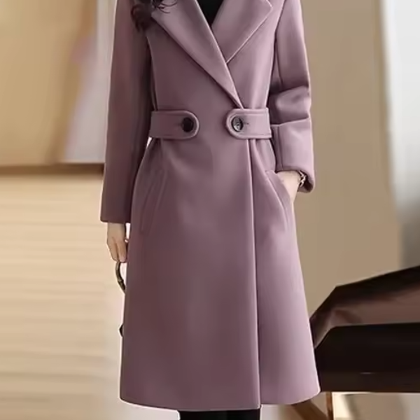Płaszcz damski elegancki dwurzędowy – klasyczny płaszcz na jesień i zimę