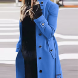 Elegancki płaszcz damski z paskiem i guzikami – stylowy trencz na każdą okazję