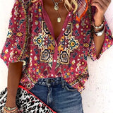 Bluzka damska boho z haftem i luźnym krojem – letni styl