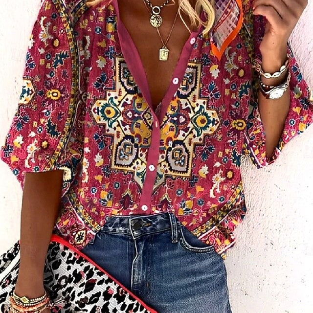 Bluzka damska boho z haftem i luźnym krojem – letni styl