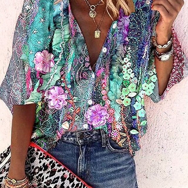 Bluzka damska boho z haftem i luźnym krojem – letni styl