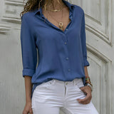 Elegancka koszula damska z dekoltem V i długim rękawem