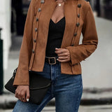 Damska kurtka zamszowa z guzikami o dopasowanym kroju