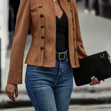 Damska kurtka zamszowa z guzikami o dopasowanym kroju