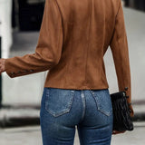 Damska kurtka zamszowa z guzikami o dopasowanym kroju