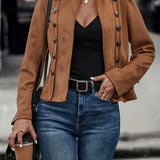 Damska kurtka zamszowa z guzikami o dopasowanym kroju