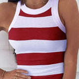 Top damski w szerokie pasy bez rękawów