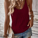 Dzianinowy top damski na ramiączkach z dekoltem V