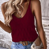 Dzianinowy top damski na ramiączkach z dekoltem V