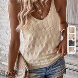 Dzianinowy top damski na ramiączkach z dekoltem V