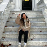 Miękka kurtka damska oversize z kożuszkiem