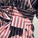 Sukienka koszulowa damska w paski z paskiem