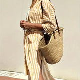 Sukienka koszulowa damska w paski z paskiem