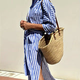 Sukienka koszulowa damska w paski z paskiem