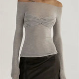 Bluzka siateczkowa z długim rękawem i gorsetowym przodem