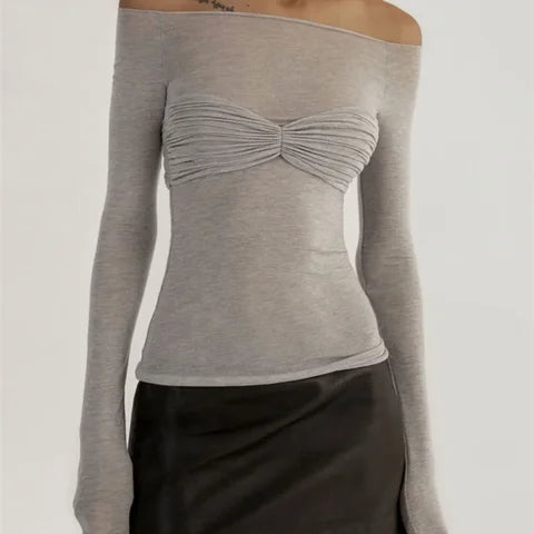 Bluzka siateczkowa z długim rękawem i gorsetowym przodem