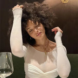 Bluzka siateczkowa z długim rękawem i gorsetowym przodem