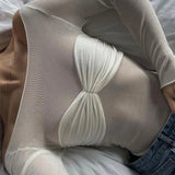 Bluzka siateczkowa z długim rękawem i gorsetowym przodem