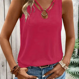 Letni top damski bez rękawów z dekoltem V