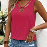 Letni top damski bez rękawów z dekoltem V