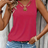 Letni top damski bez rękawów z dekoltem V