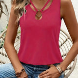 Letni top damski bez rękawów z dekoltem V