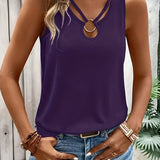 Letni top damski bez rękawów z dekoltem V