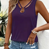 Letni top damski bez rękawów z dekoltem V