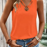 Letni top damski bez rękawów z dekoltem V