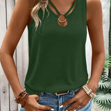 Letni top damski bez rękawów z dekoltem V