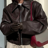 Modna kurtka bomberka damska z ekoskóry