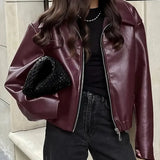 Modna kurtka bomberka damska z ekoskóry