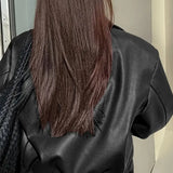 Modna kurtka bomberka damska z ekoskóry