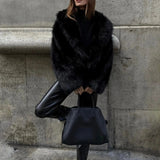 Luksusowa kurtka damska z miękkim sztucznym futerkiem