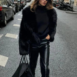 Luksusowa kurtka damska z miękkim sztucznym futerkiem