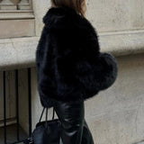 Luksusowa kurtka damska z miękkim sztucznym futerkiem