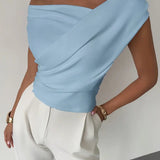 Elegancki top damski z odkrytymi ramionami i drapowaniem