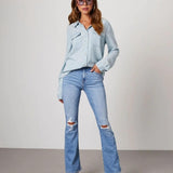 Koszula jeansowa damska oversize z długim rękawem