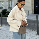 Stylowa kurtka koszulowa damska oversize z wełną