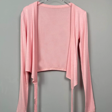 Bluzka kopertowa z długim rękawem i wiązaniem