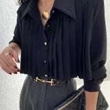 Elegancka koszula damska plisowana z kołnierzykiem