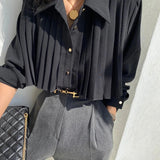 Elegancka koszula damska plisowana z kołnierzykiem