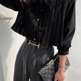 Elegancka koszula damska plisowana z kołnierzykiem