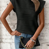 Dopasowany top damski bez rękawów z fakturowanym materiałem