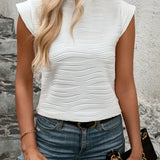 Dopasowany top damski bez rękawów z fakturowanym materiałem