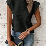 Dopasowany top damski bez rękawów z fakturowanym materiałem